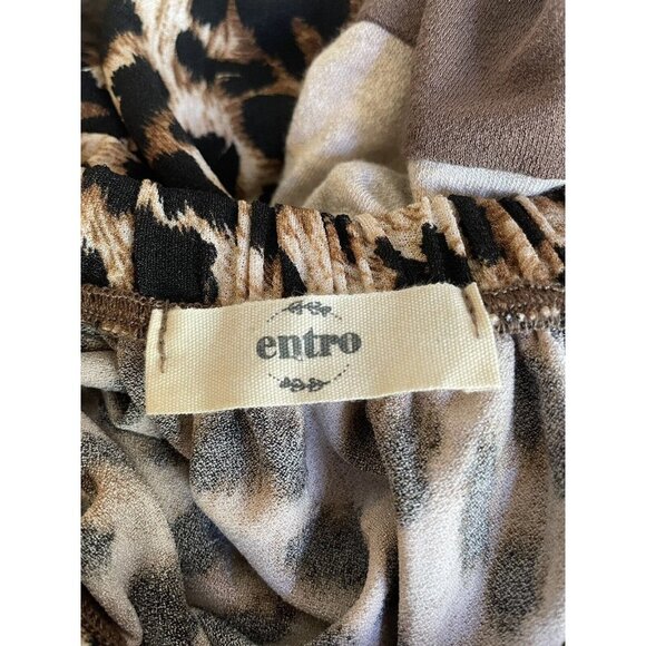 Entro Off Shoulder Tunic Top Women's Size X-Large Brown Black Animal Print - Picture 6 of 7